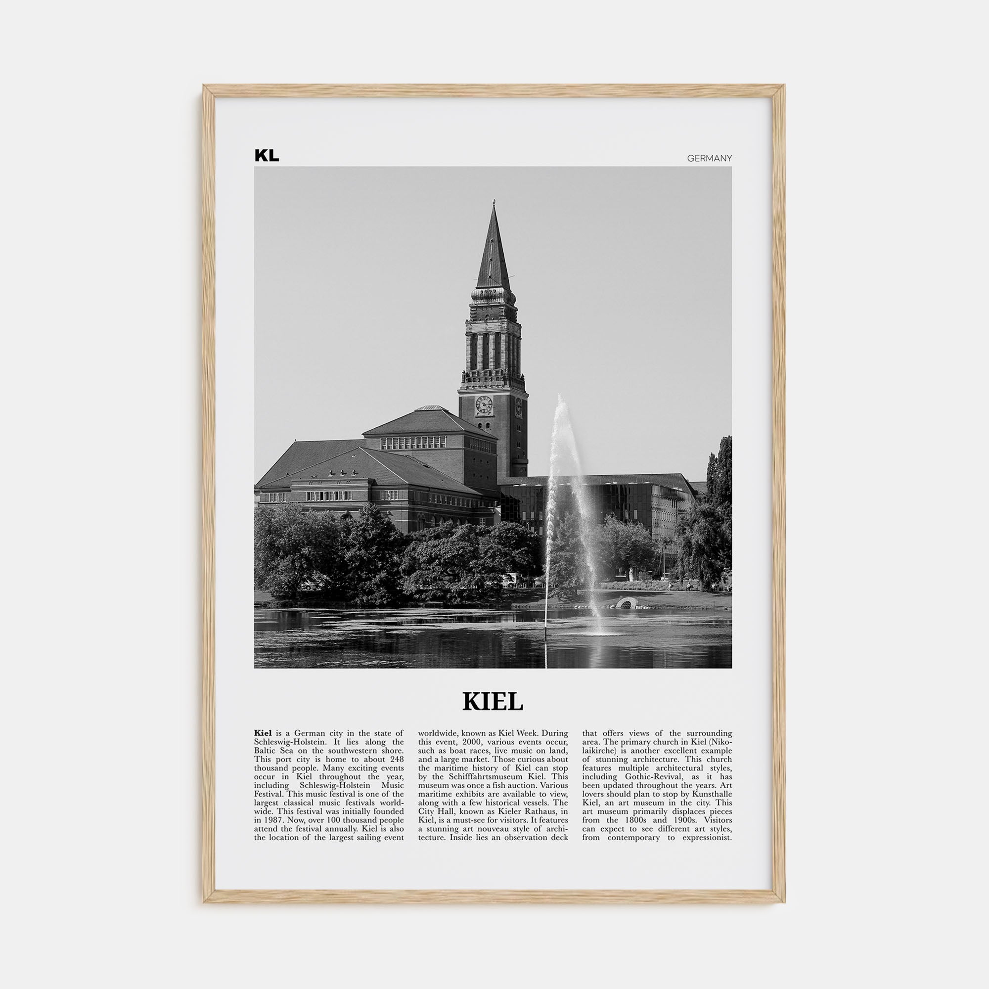 Kiel Travel B&W Poster