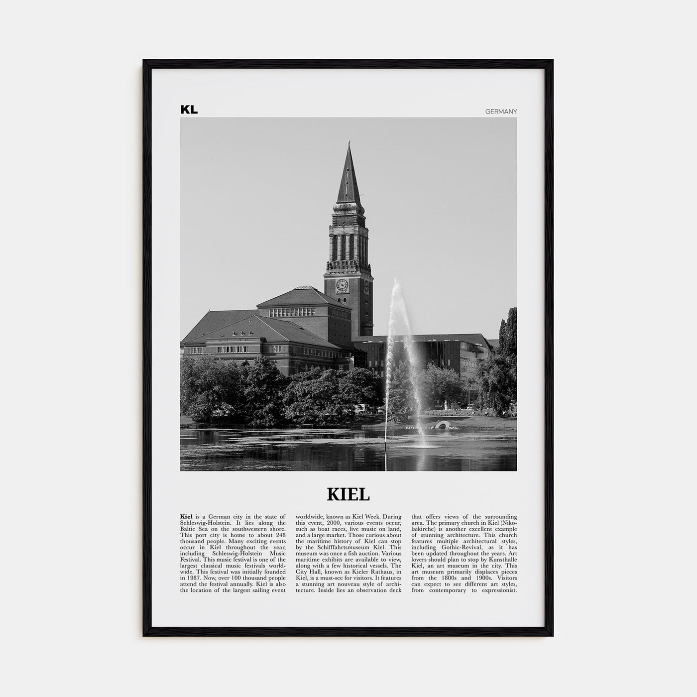 Kiel Travel B&W Poster