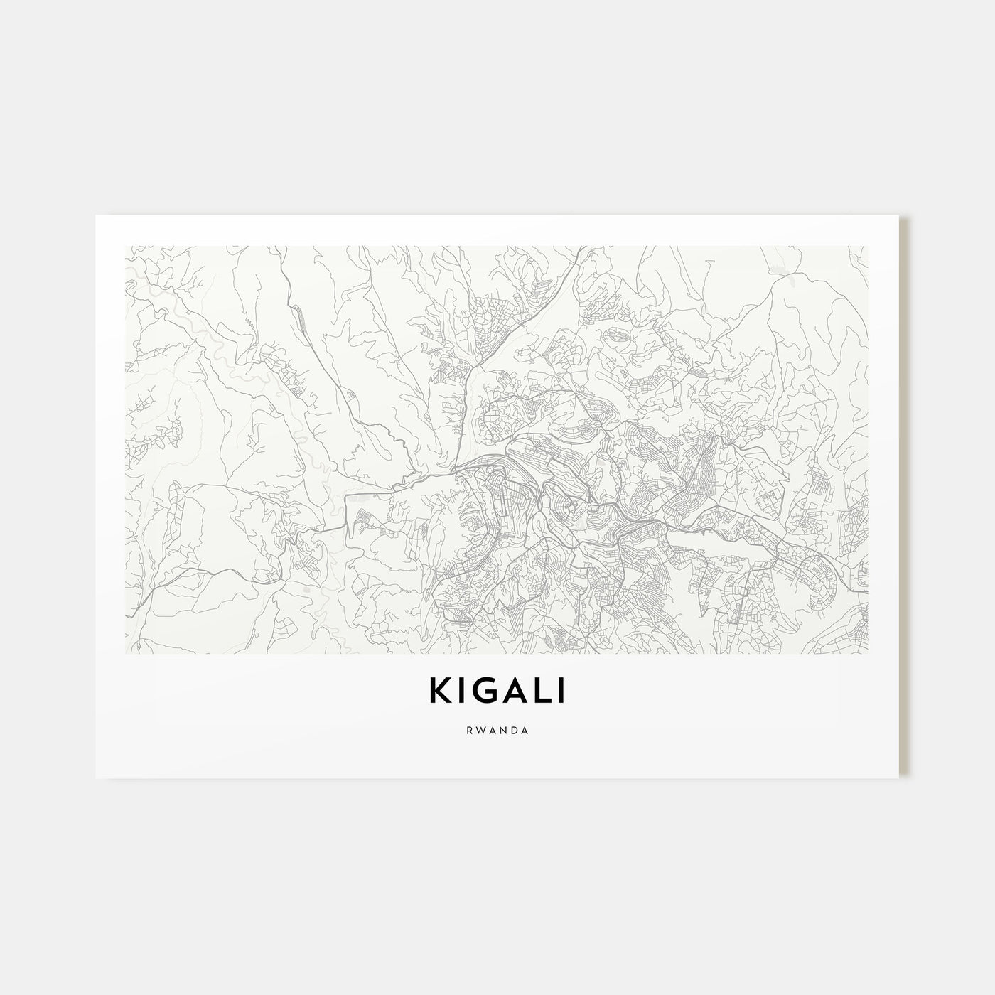 Kigali Map Landscape Poster