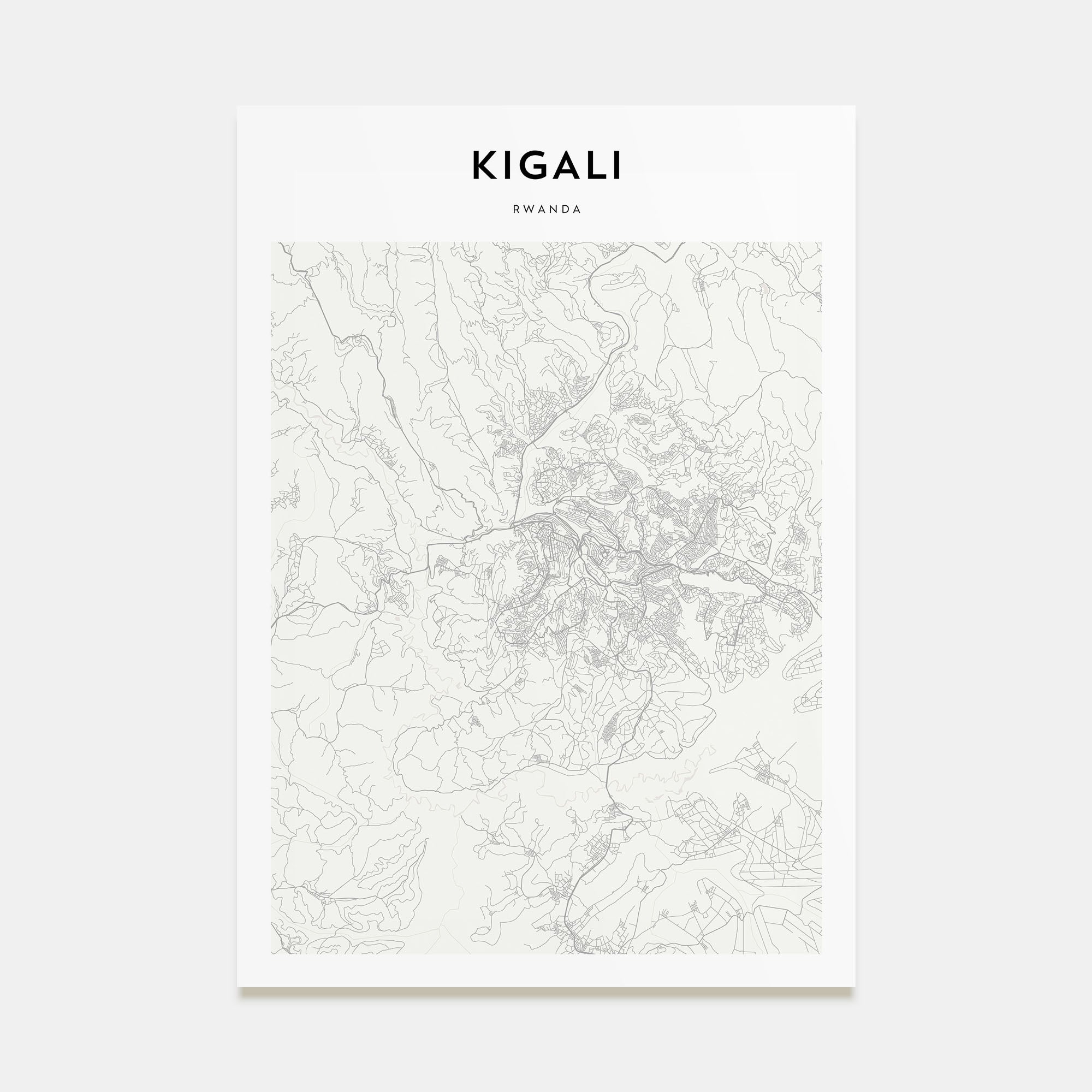 Kigali Map Portrait Poster