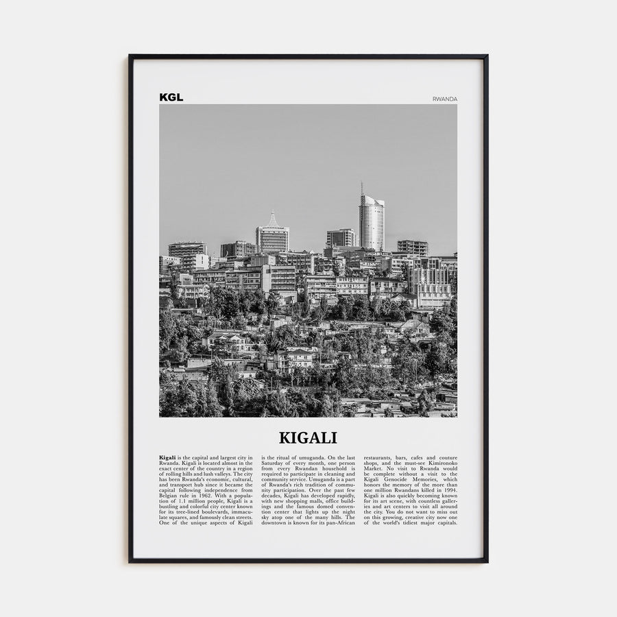 Kigali Travel B&W Poster