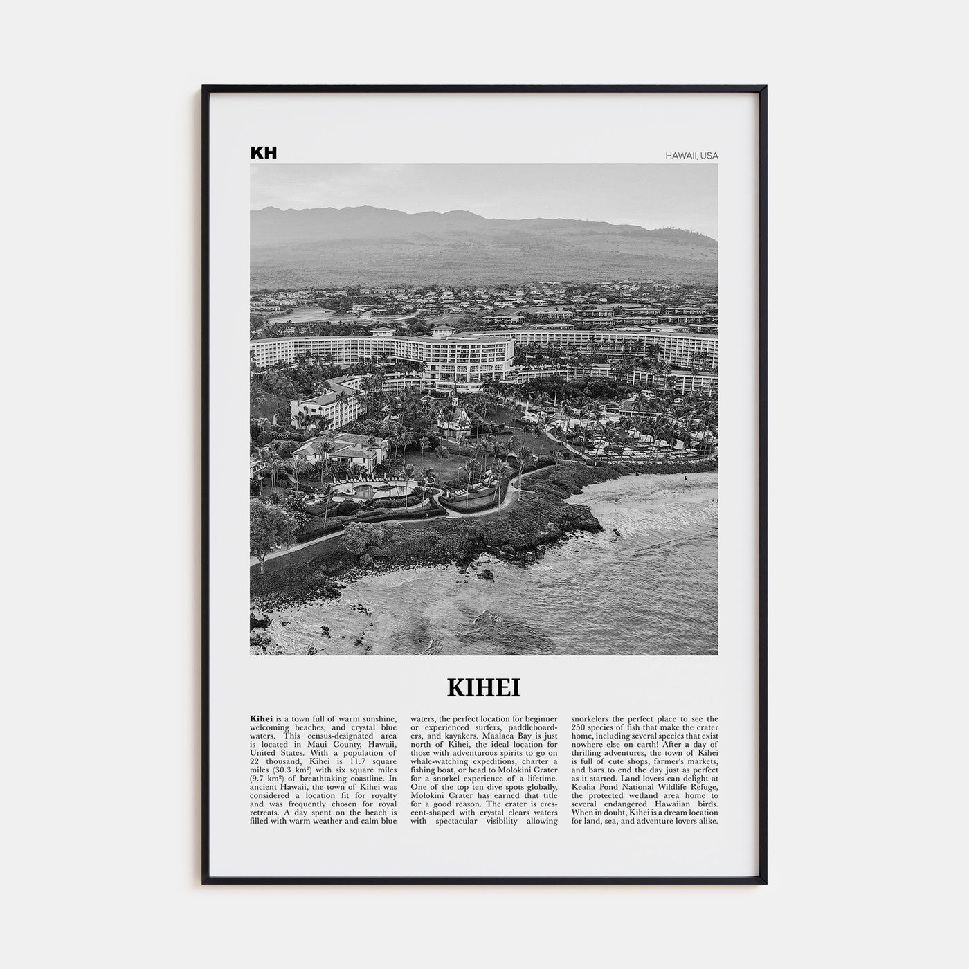 Kihei Travel B&W Poster