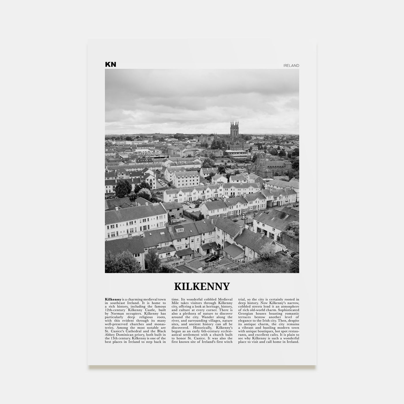 Kilkenny Travel B&W Poster