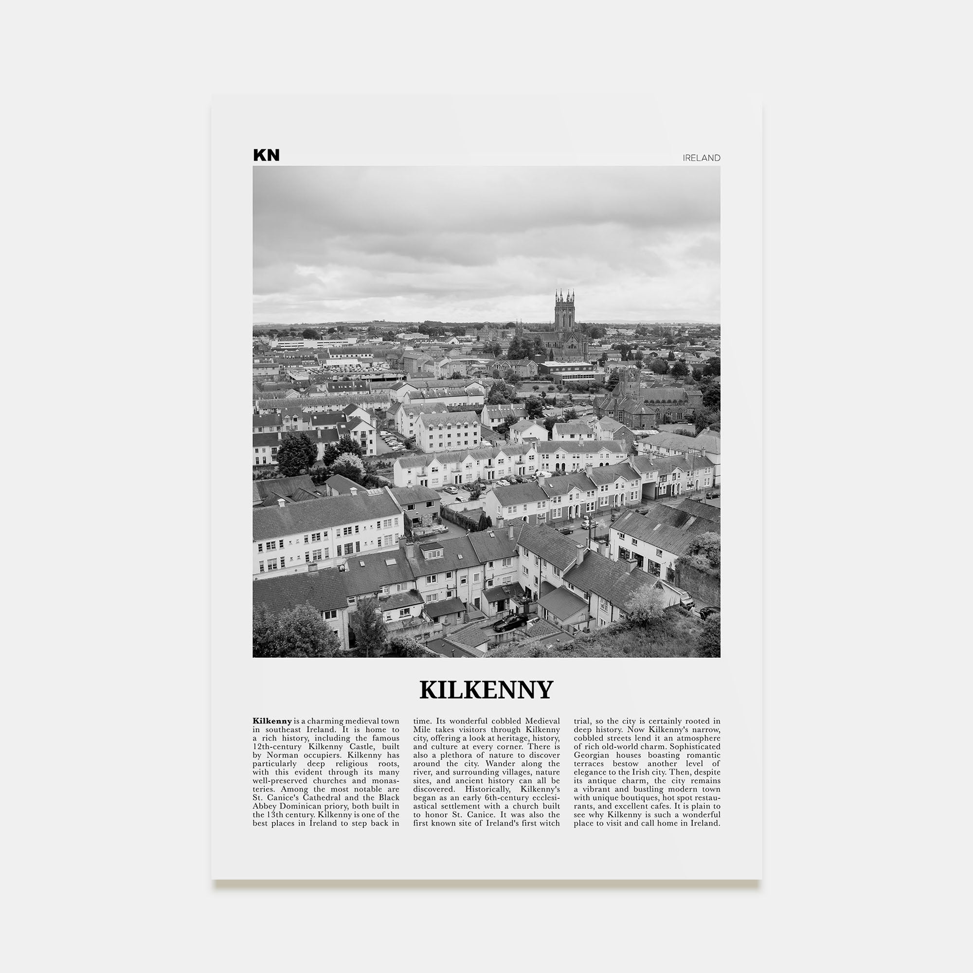 Kilkenny Travel B&W Poster