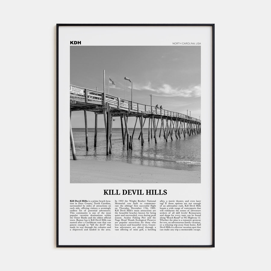 Kill Devil Hills Travel B&W Poster