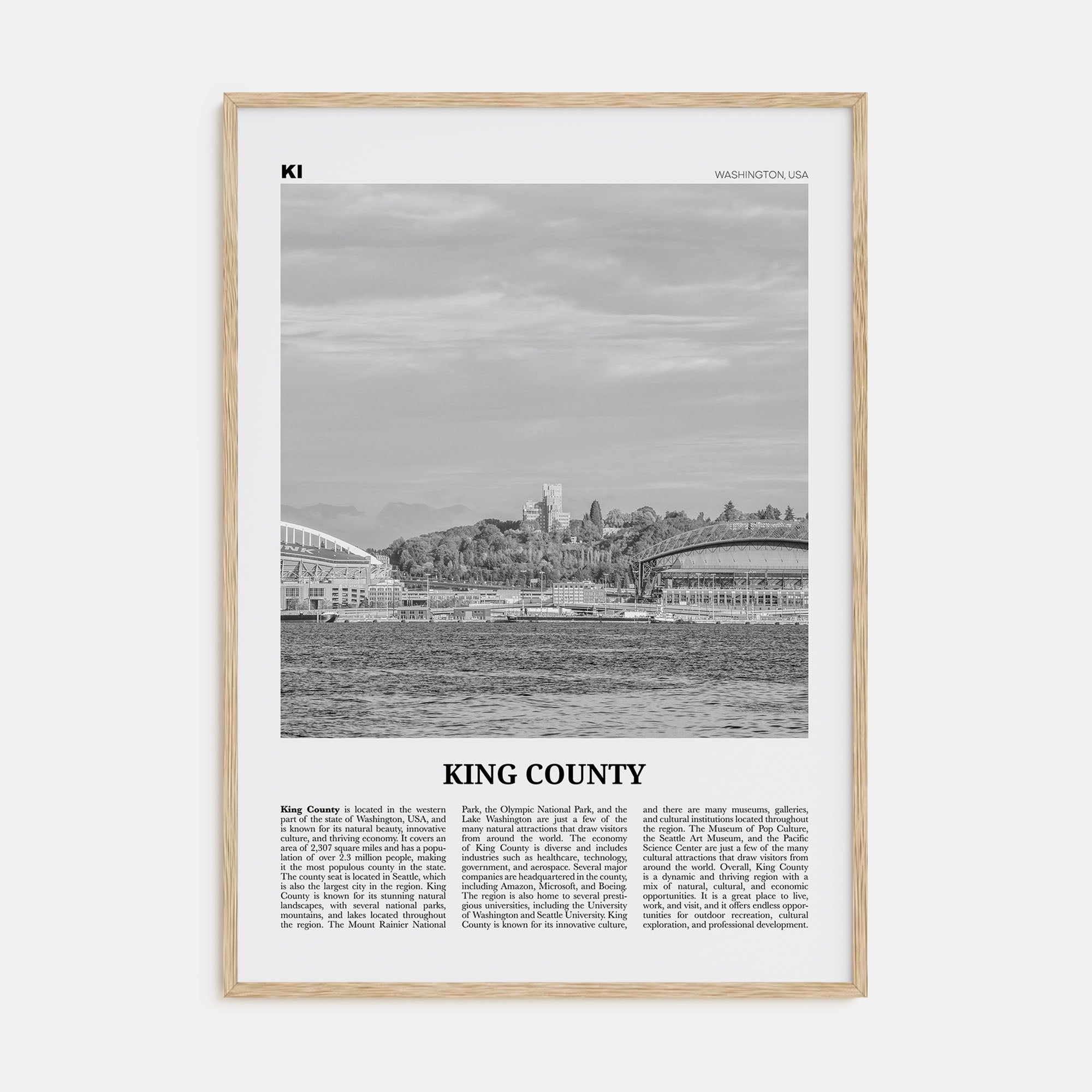 King County Travel B&W Poster