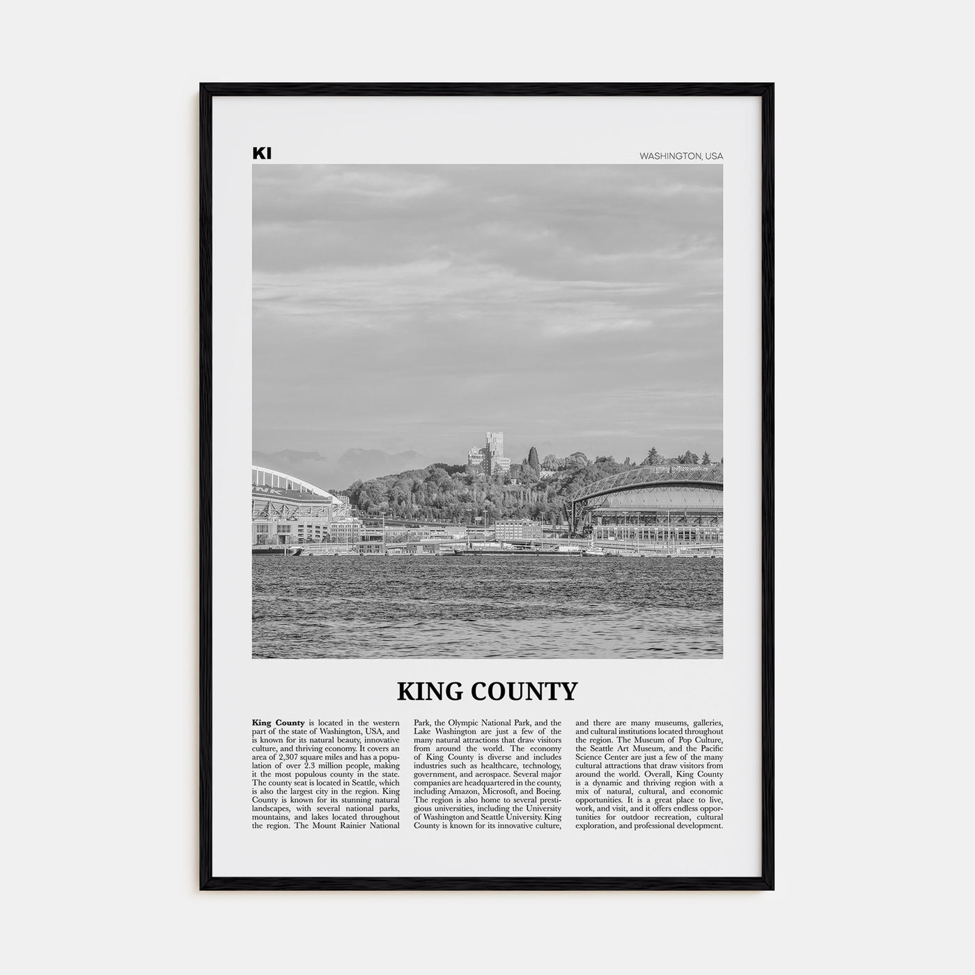King County Travel B&W Poster