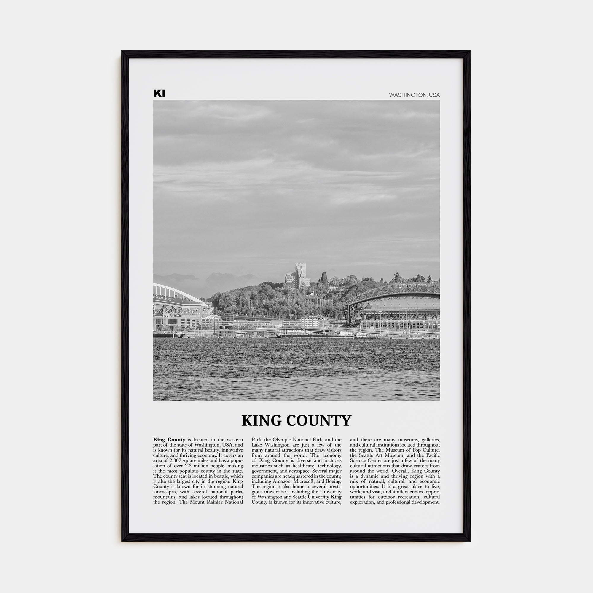King County Travel B&W Poster
