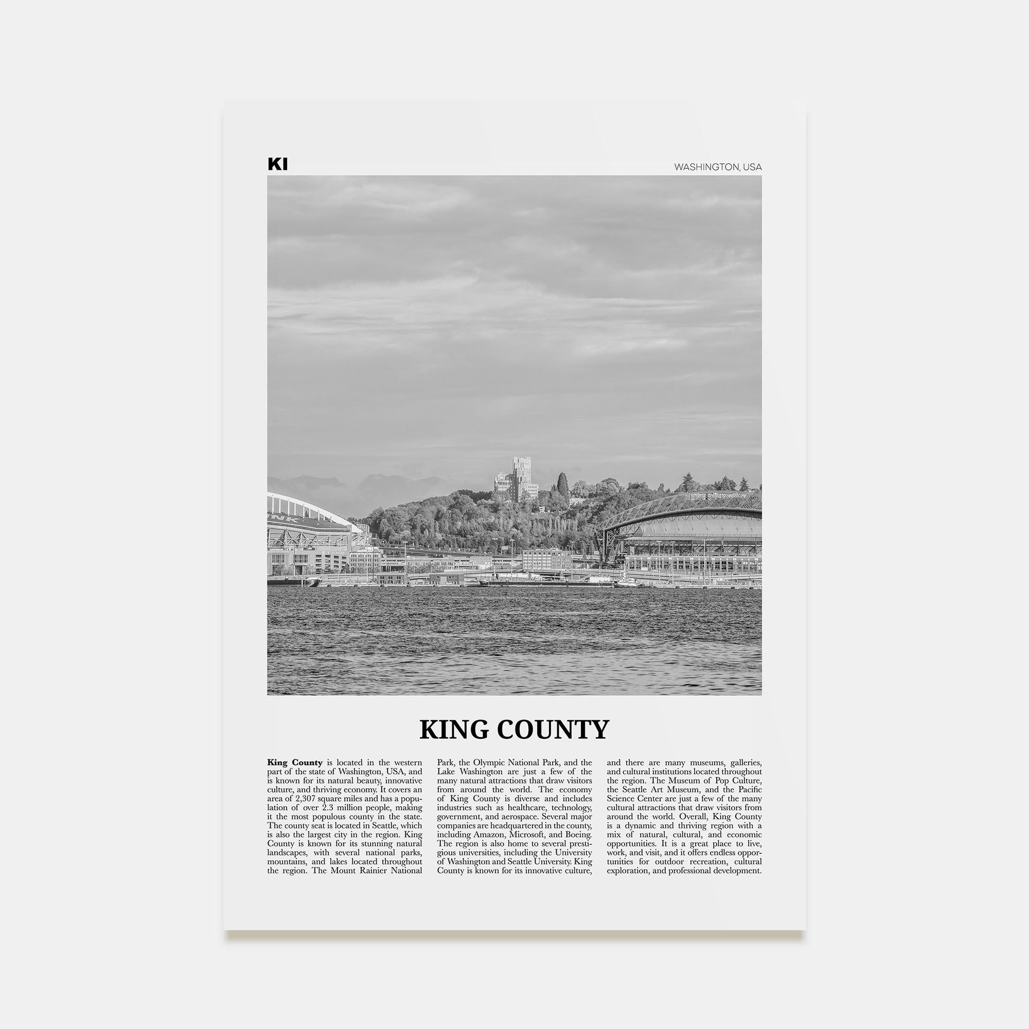 King County Travel B&W Poster
