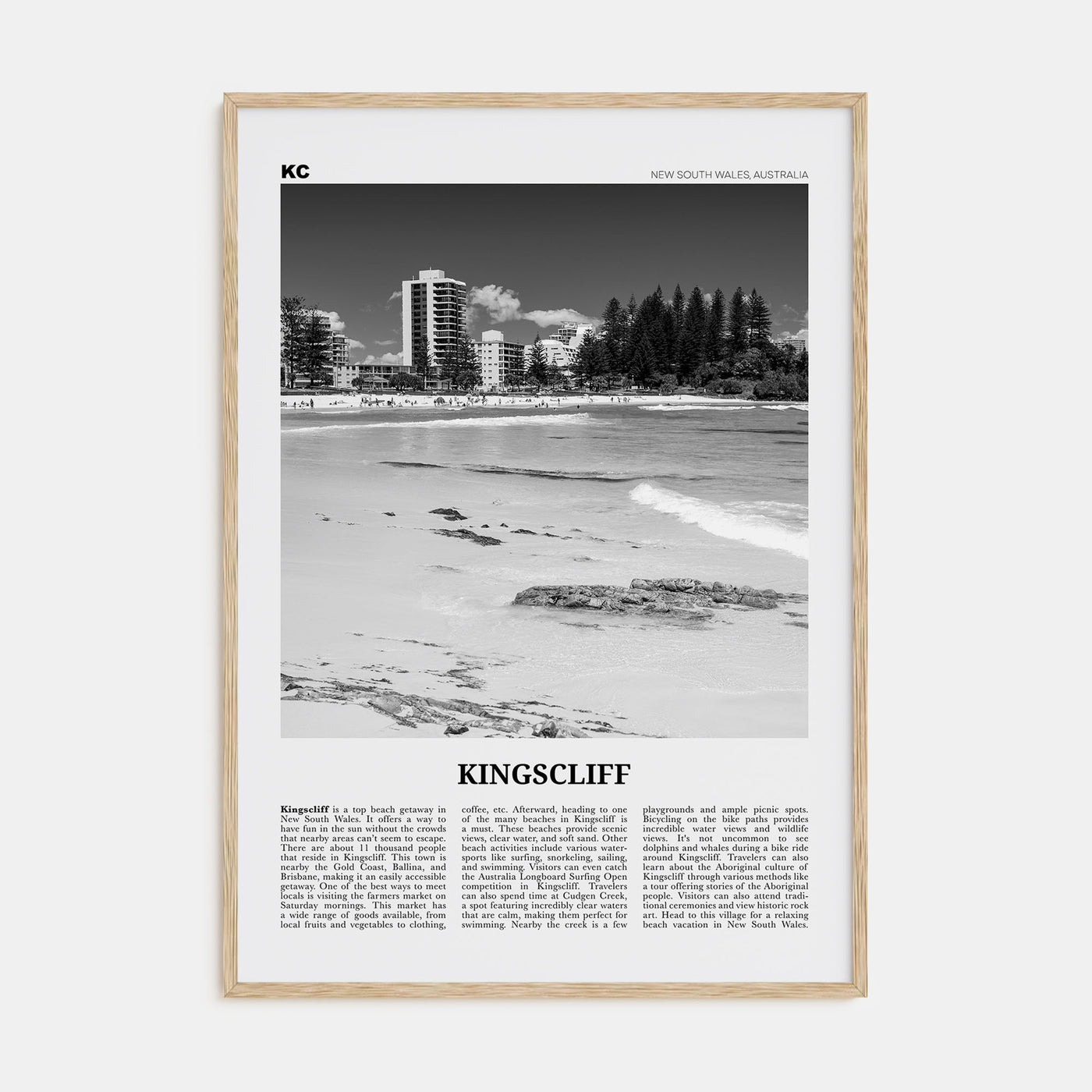 Kingscliff Travel B&W Poster
