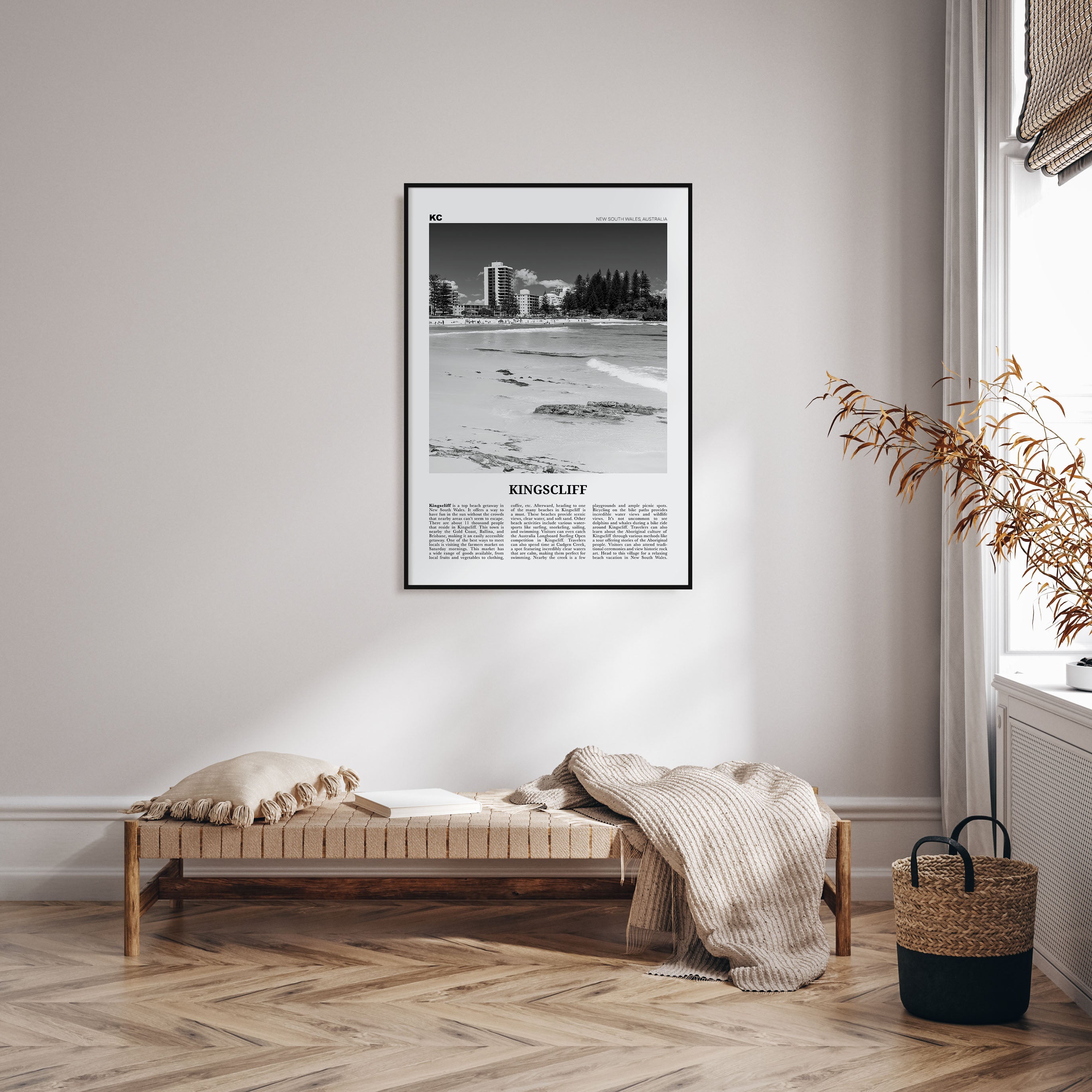 Kingscliff Travel B&W Poster