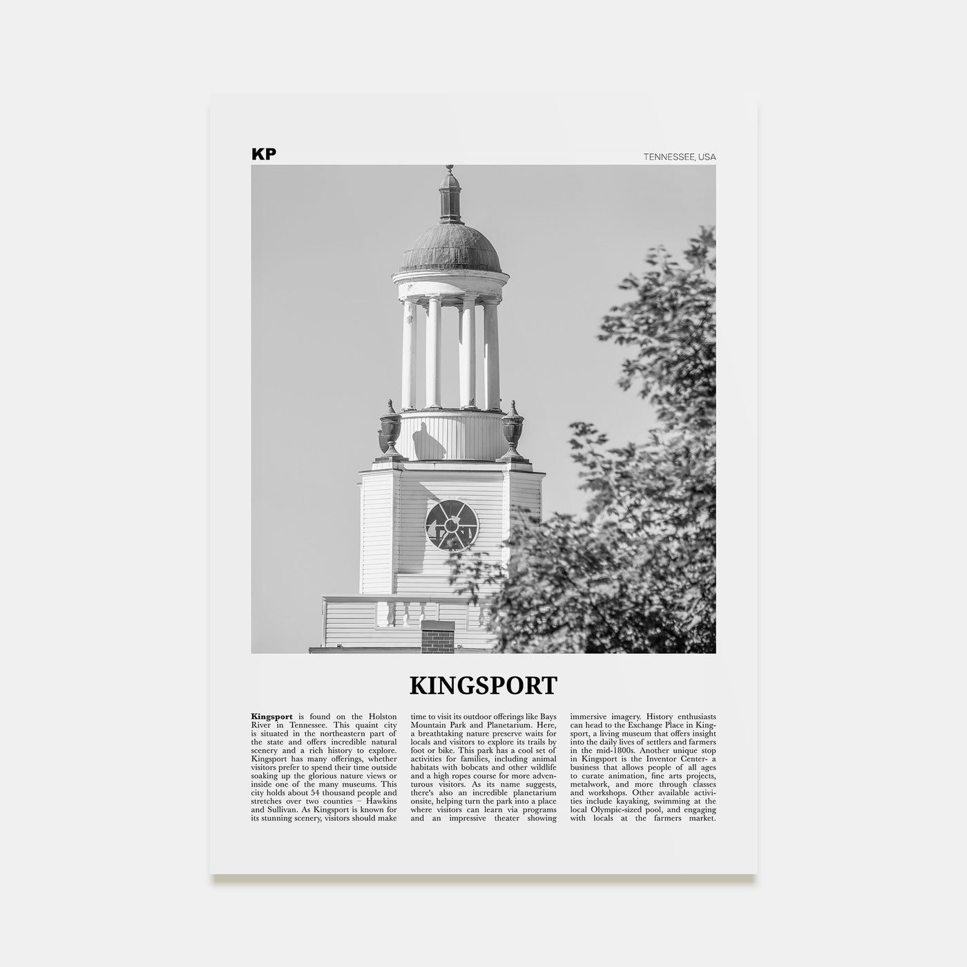 Kingsport Travel B&W Poster