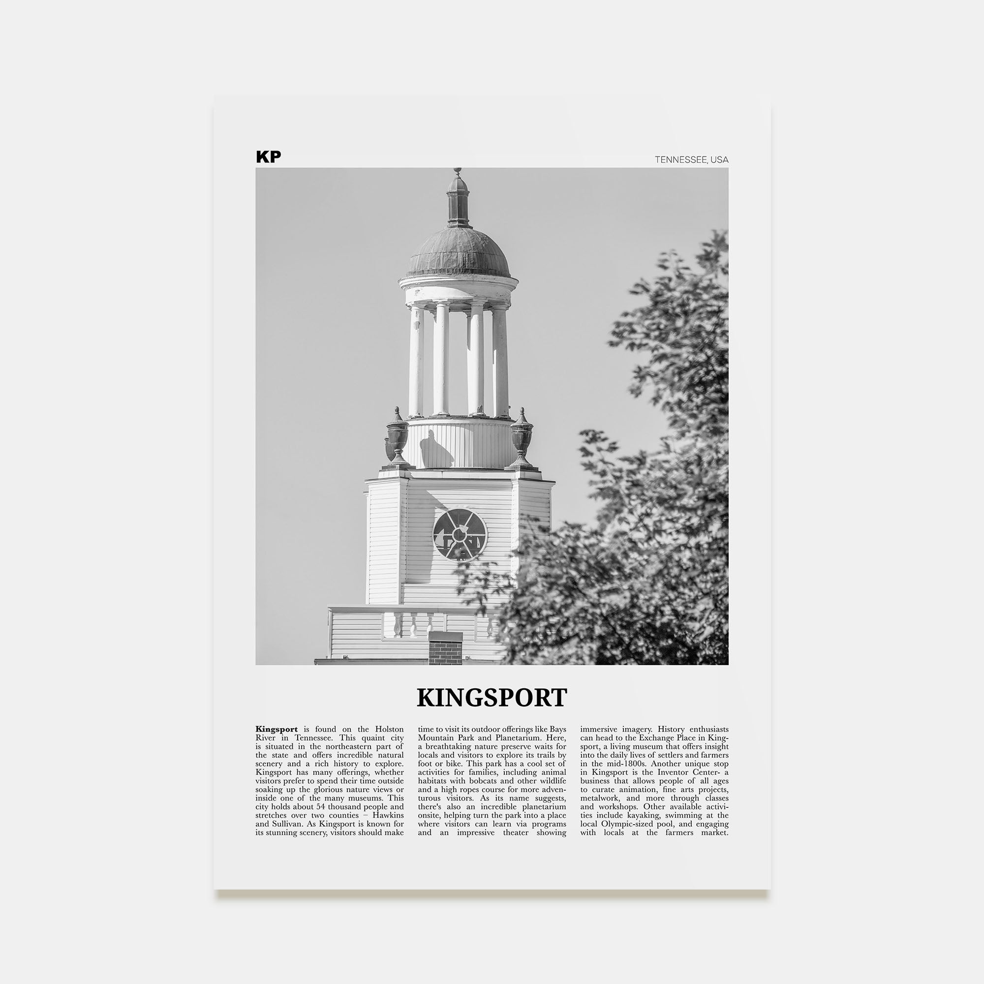Kingsport Travel B&W Poster