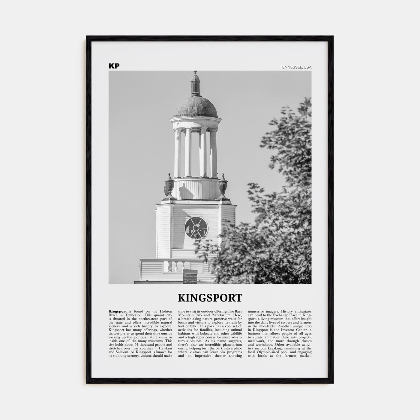 Kingsport Travel B&W Poster