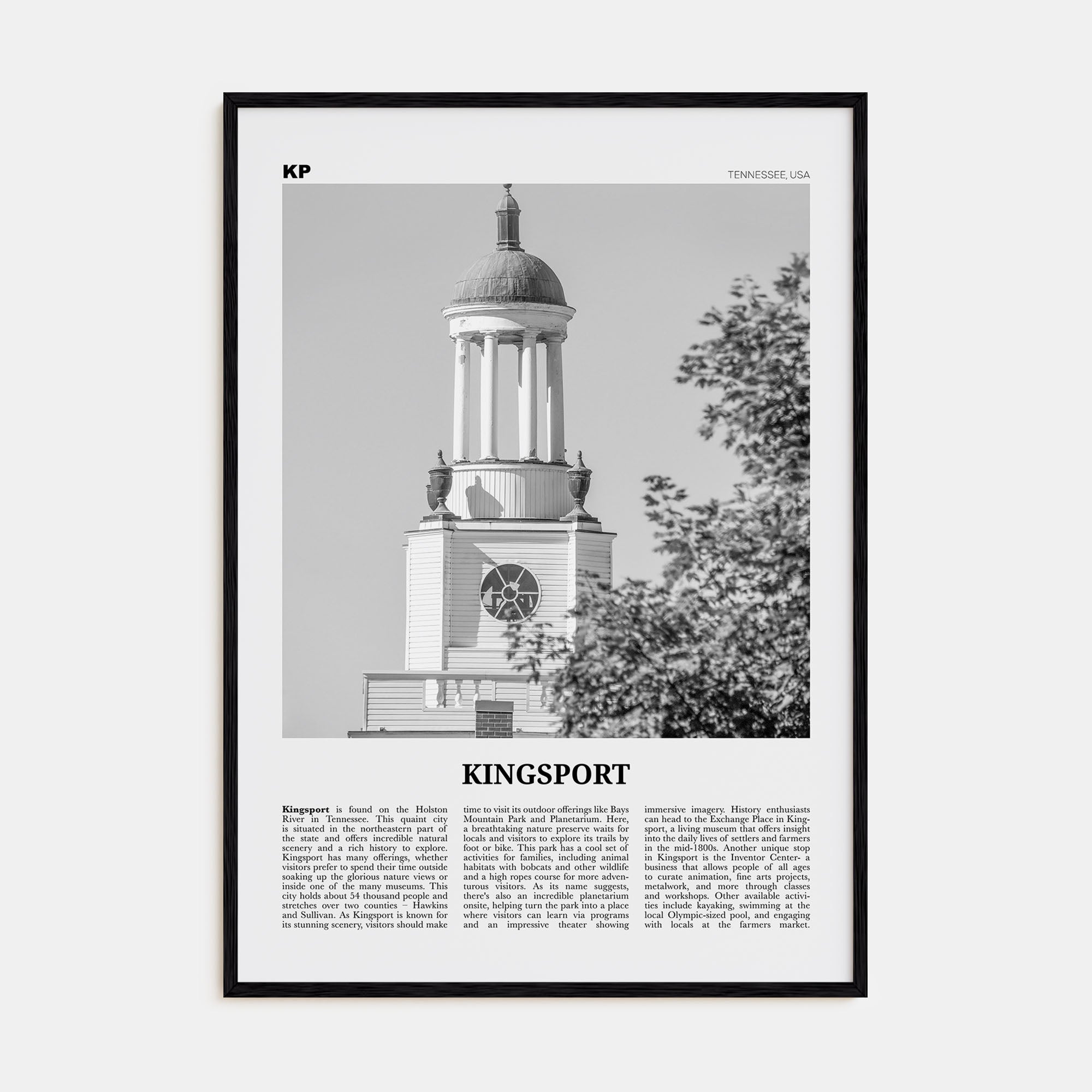 Kingsport Travel B&W Poster