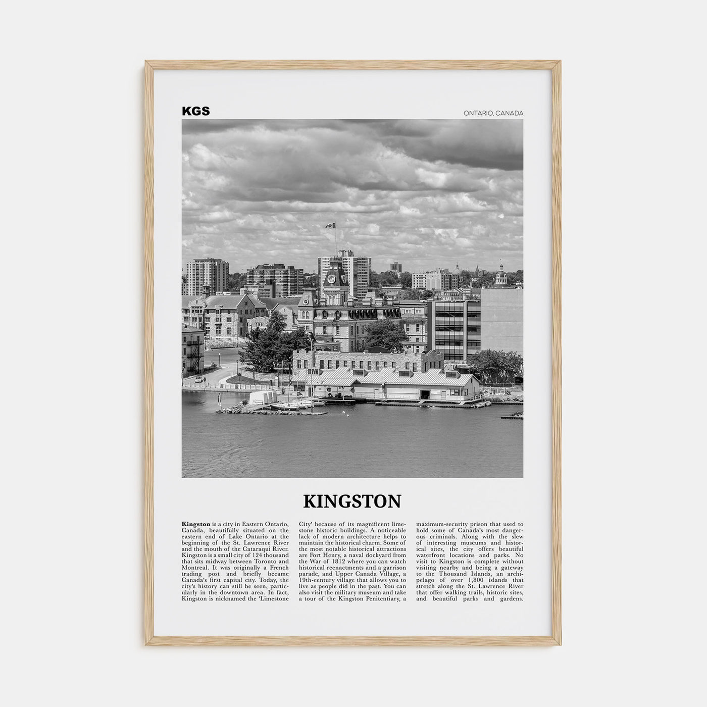 Kingston, Canada Travel B&W Poster