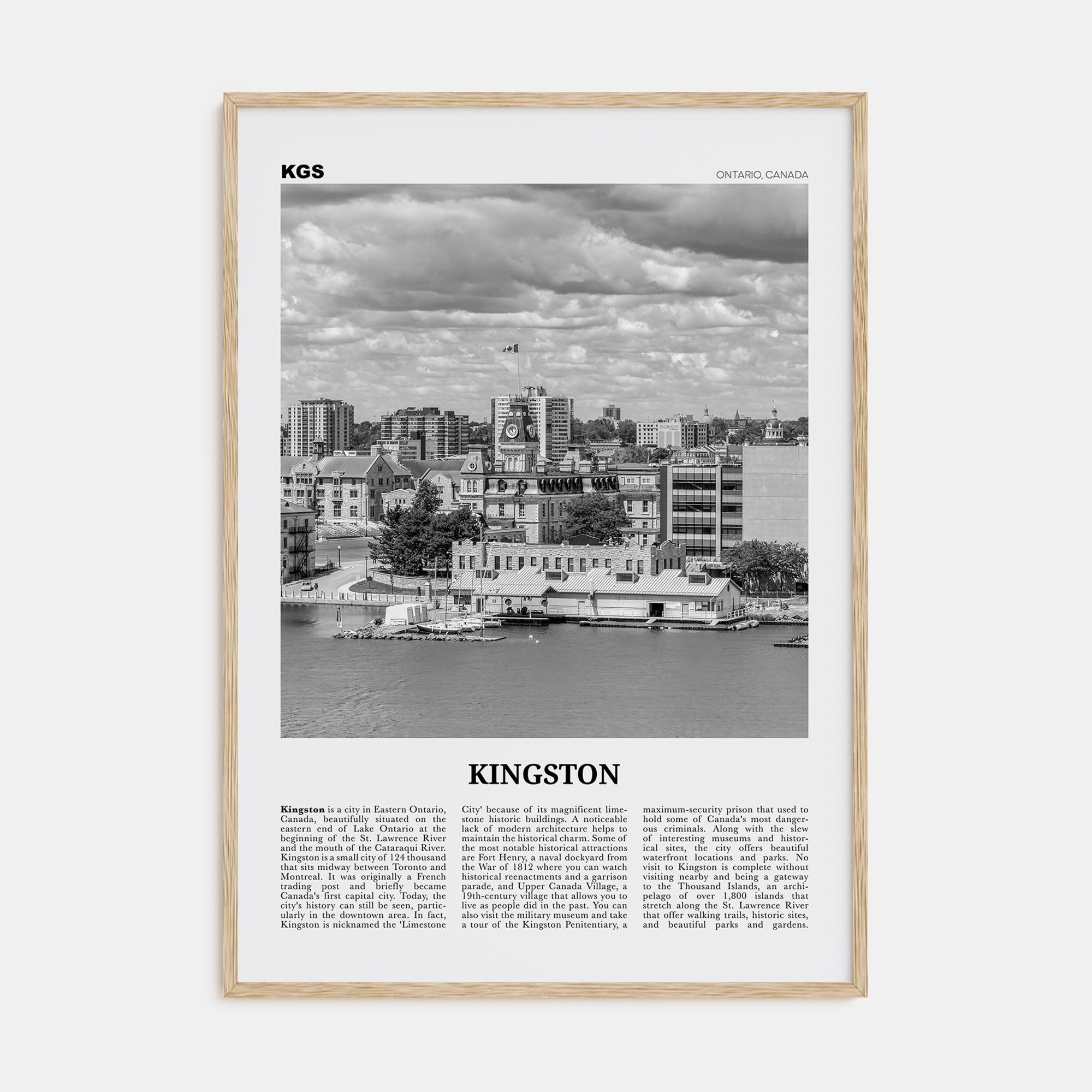 Kingston, Canada Travel B&W Poster