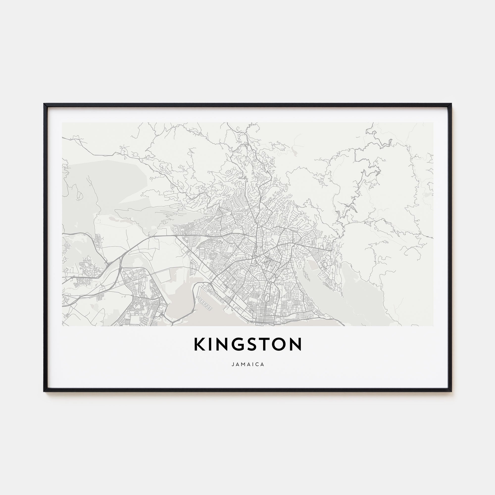 Kingston, Jamaica Map Landscape Poster