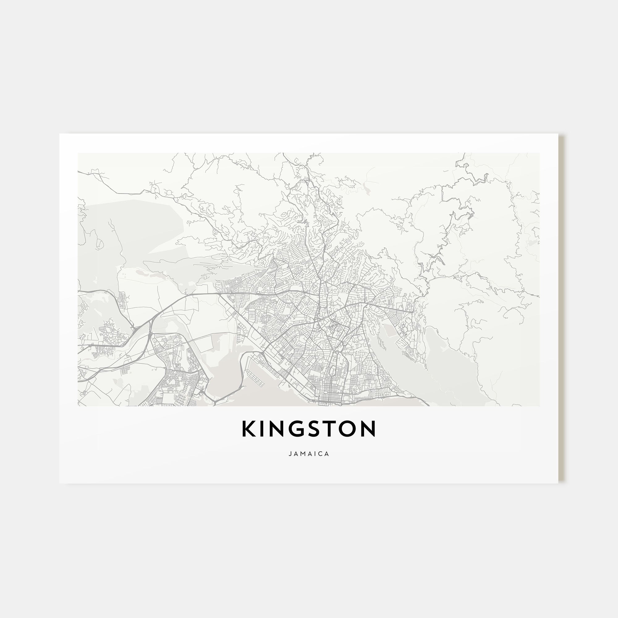 Kingston, Jamaica Map Landscape Poster