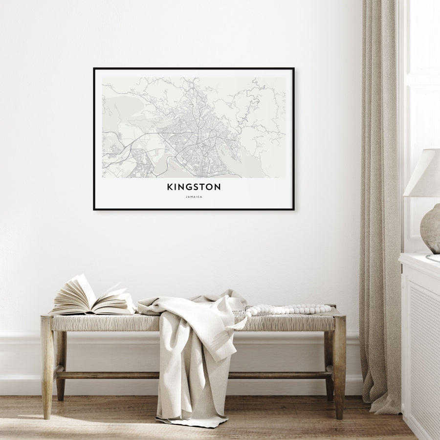 Kingston, Jamaica Map Landscape Poster