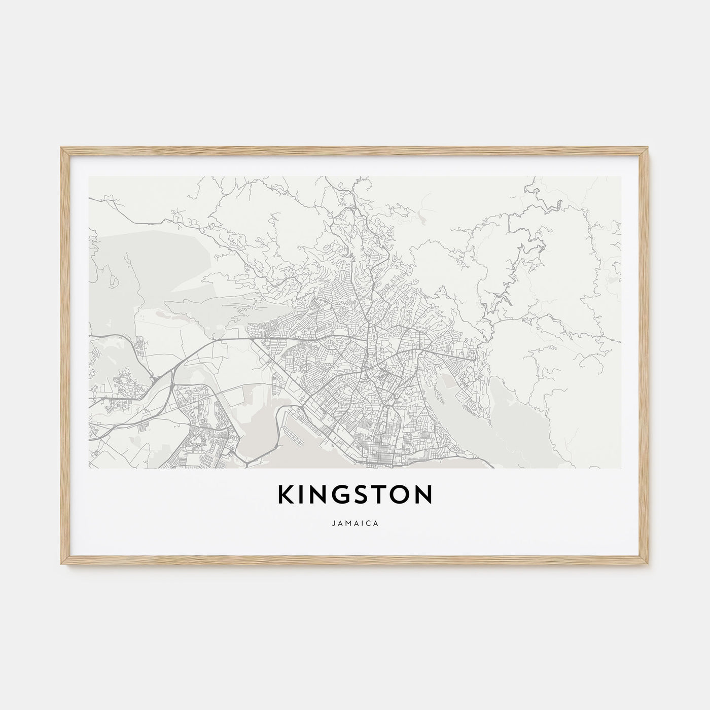 Kingston, Jamaica Map Landscape Poster