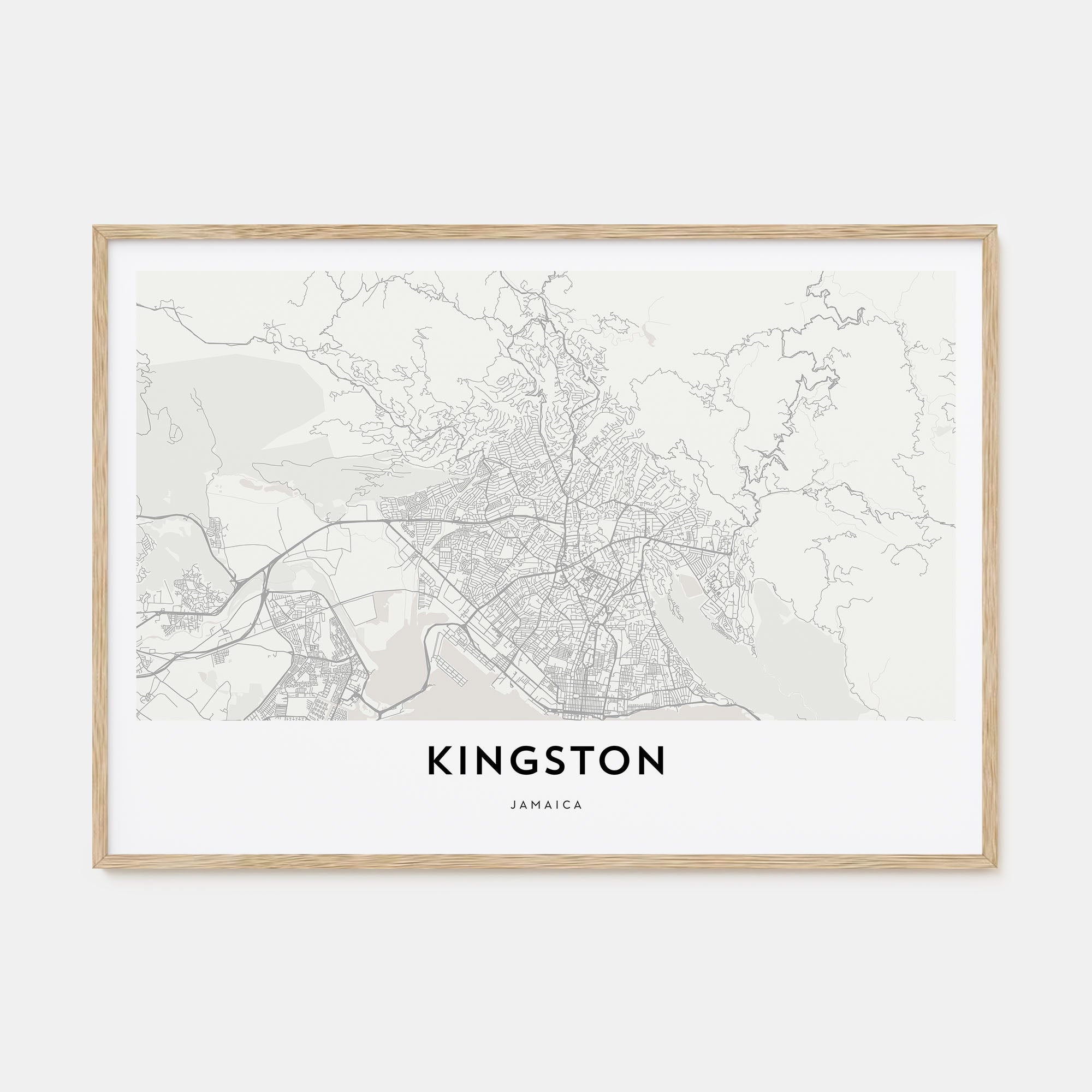 Kingston, Jamaica Map Landscape Poster