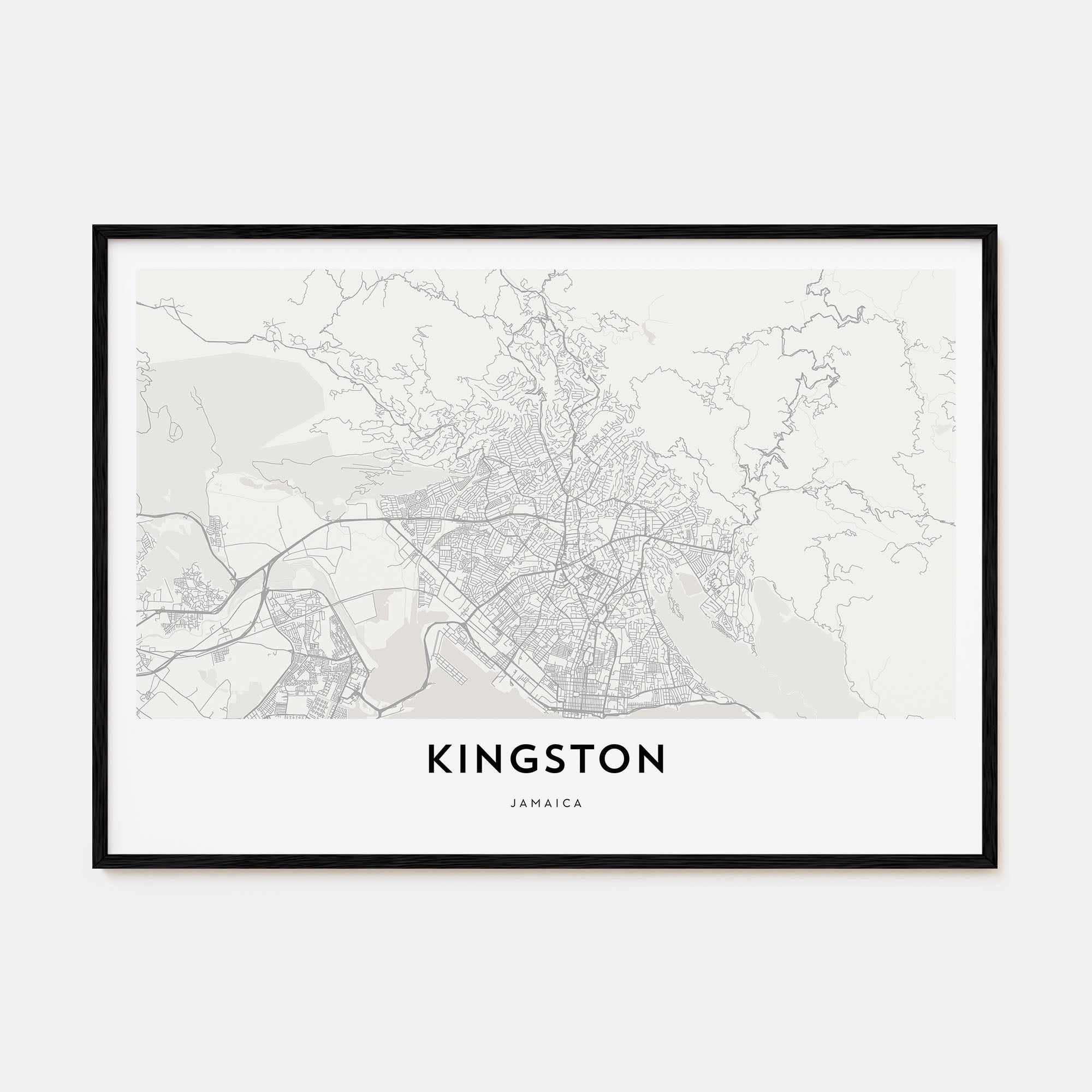 Kingston, Jamaica Map Landscape Poster