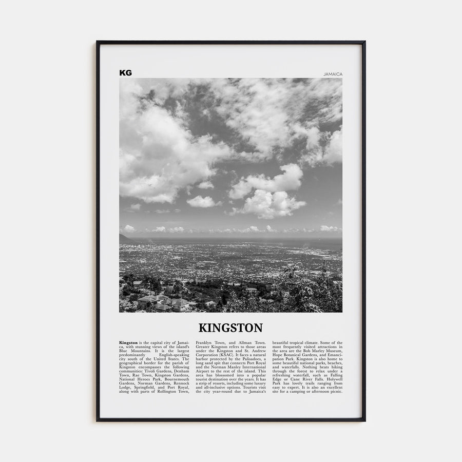 Kingston, Jamaica Travel B&W Poster