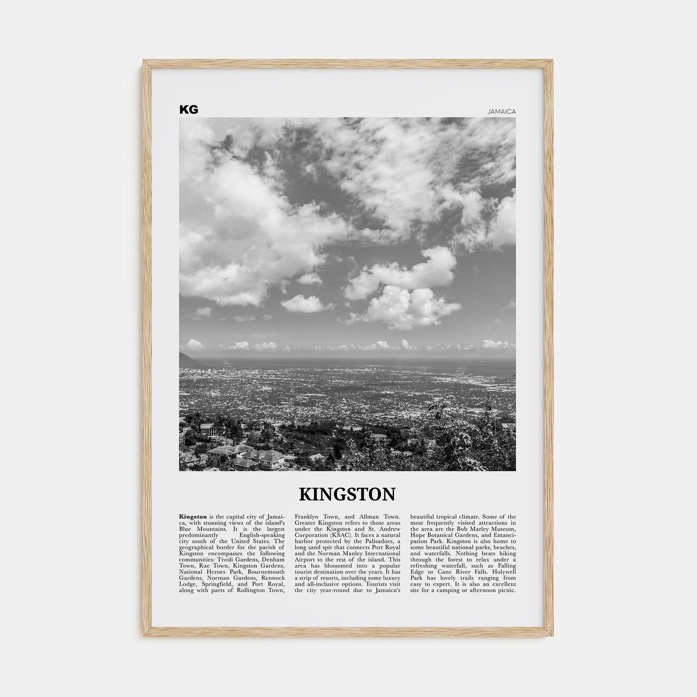 Kingston, Jamaica Travel B&W Poster