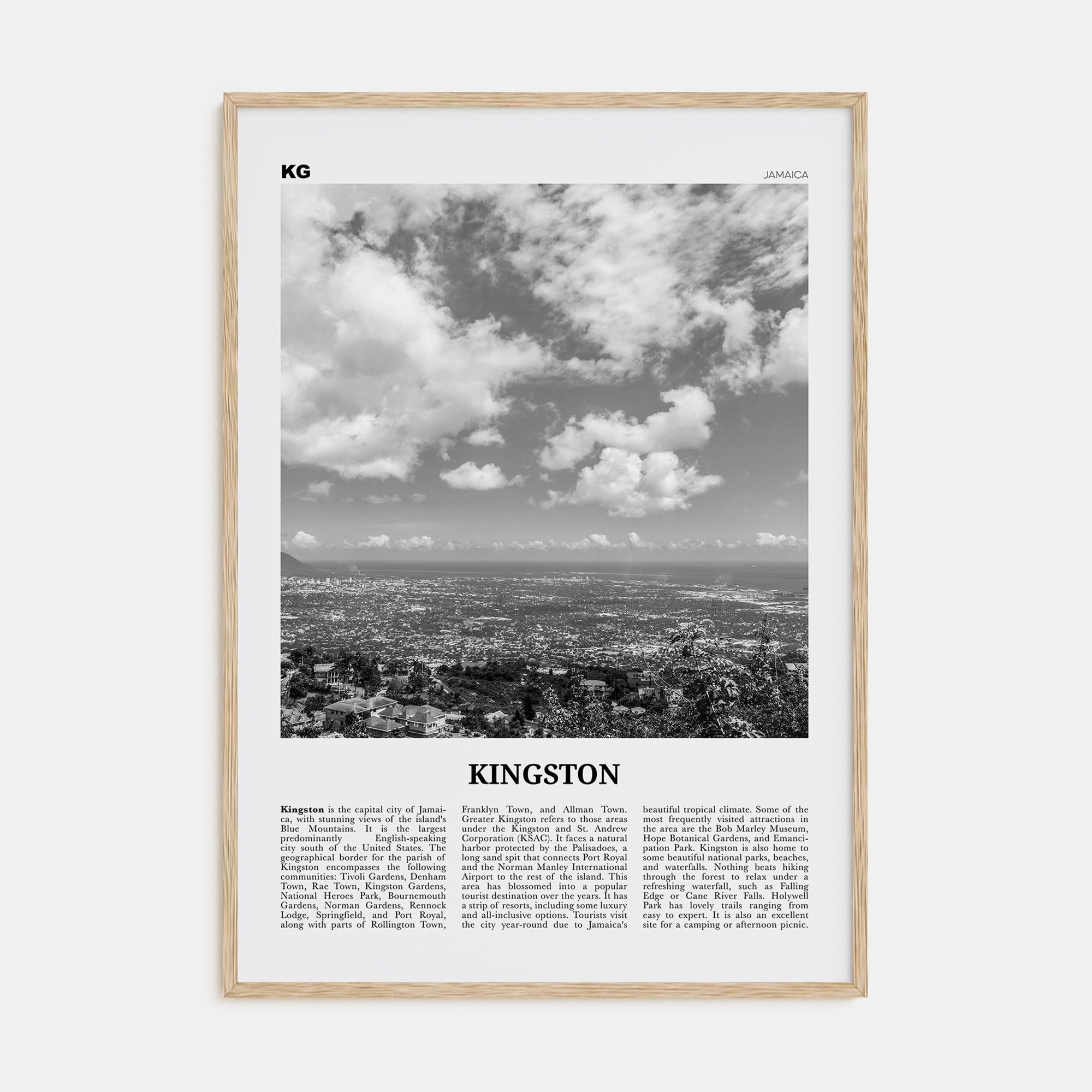 Kingston, Jamaica Travel B&W Poster