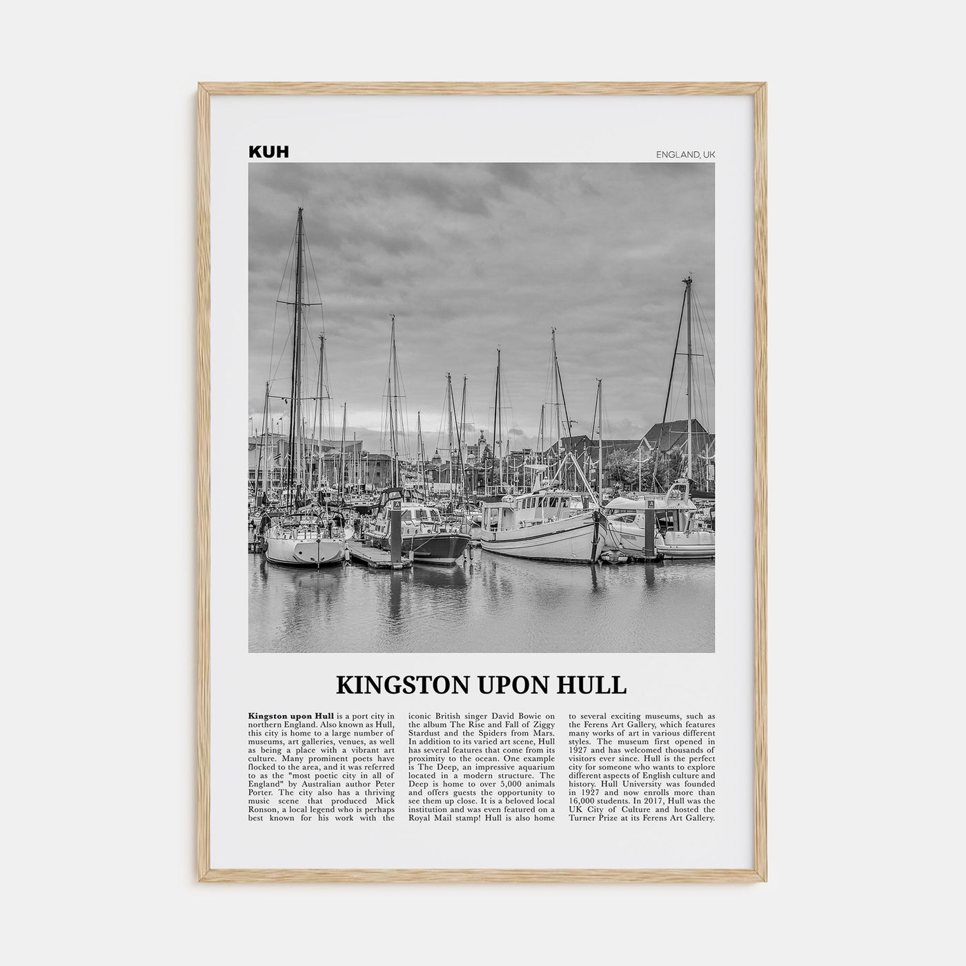 Kingston upon Hull Travel B&W Poster