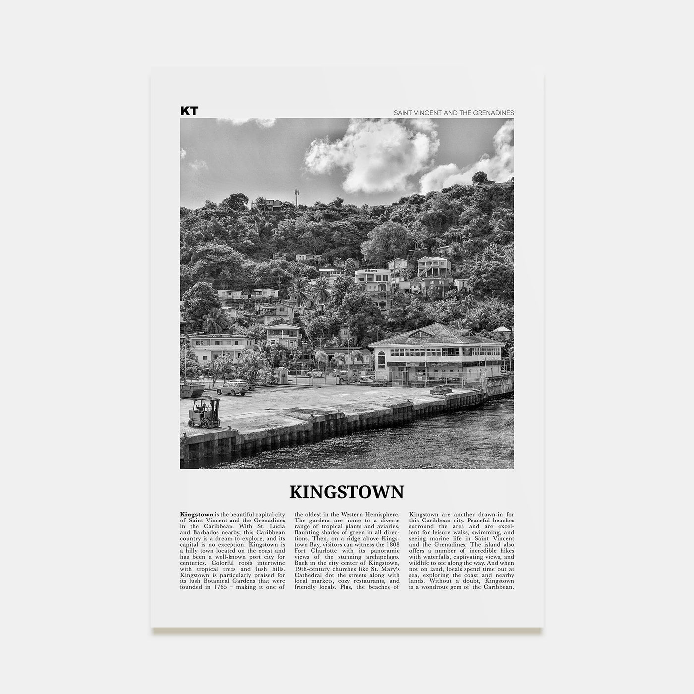 Kingstown Travel B&W Poster