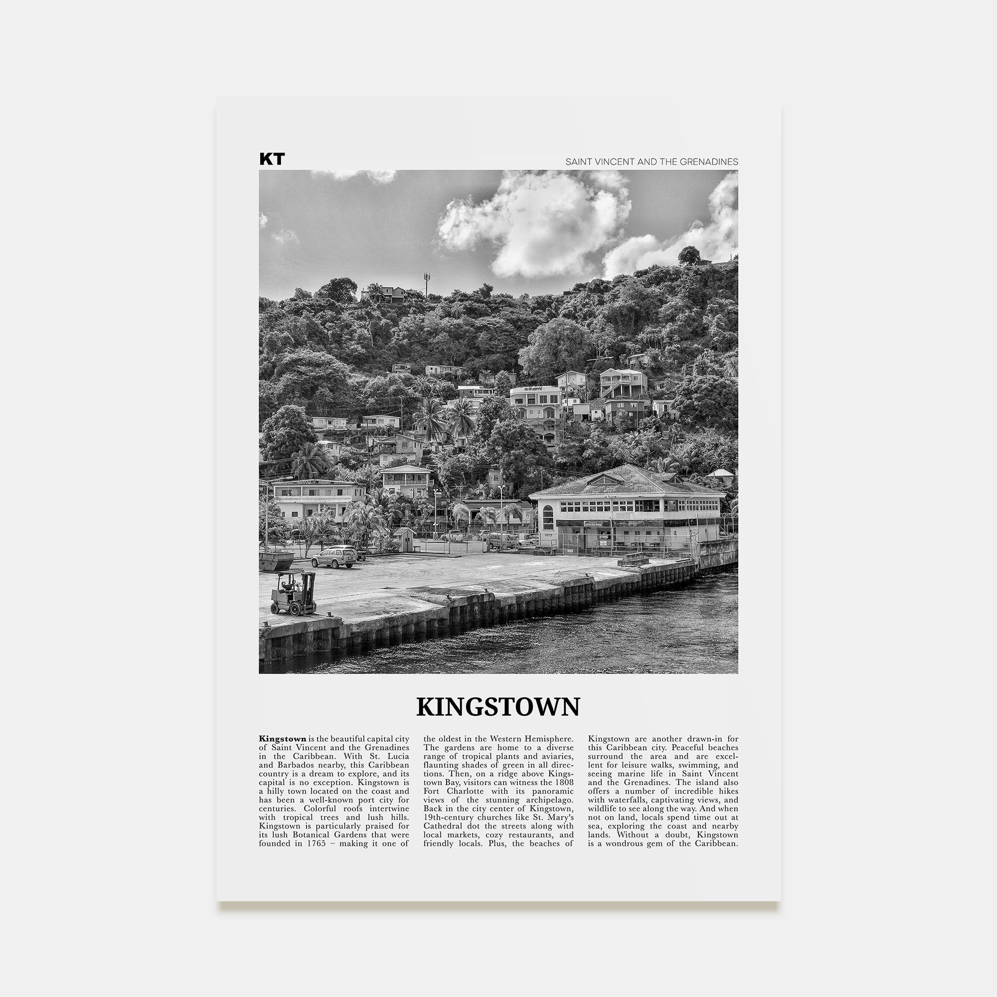 Kingstown Travel B&W Poster
