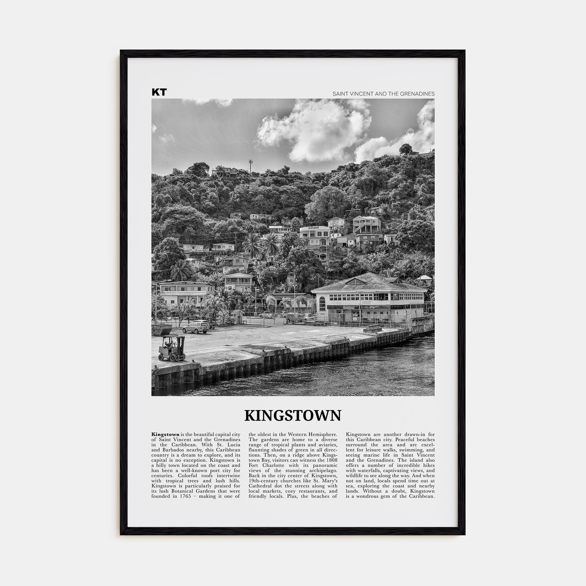 Kingstown Travel B&W Poster