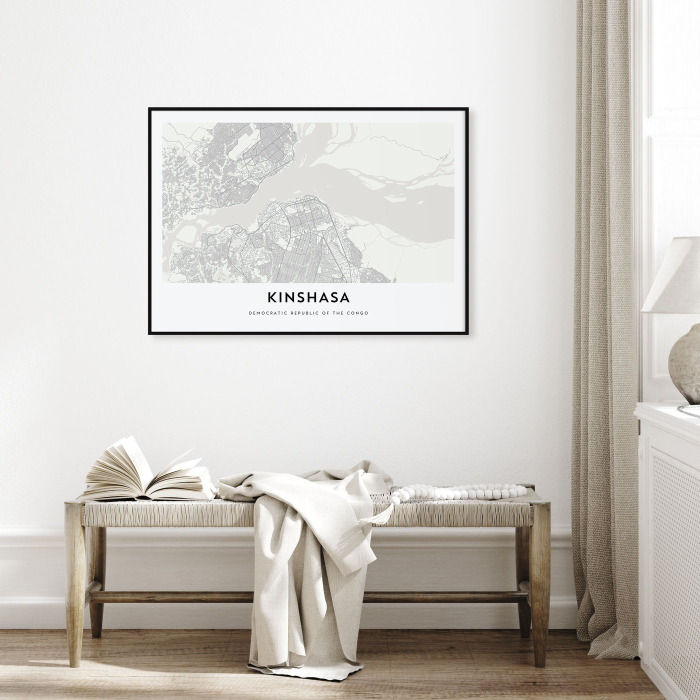 Kinshasa Map Landscape Poster