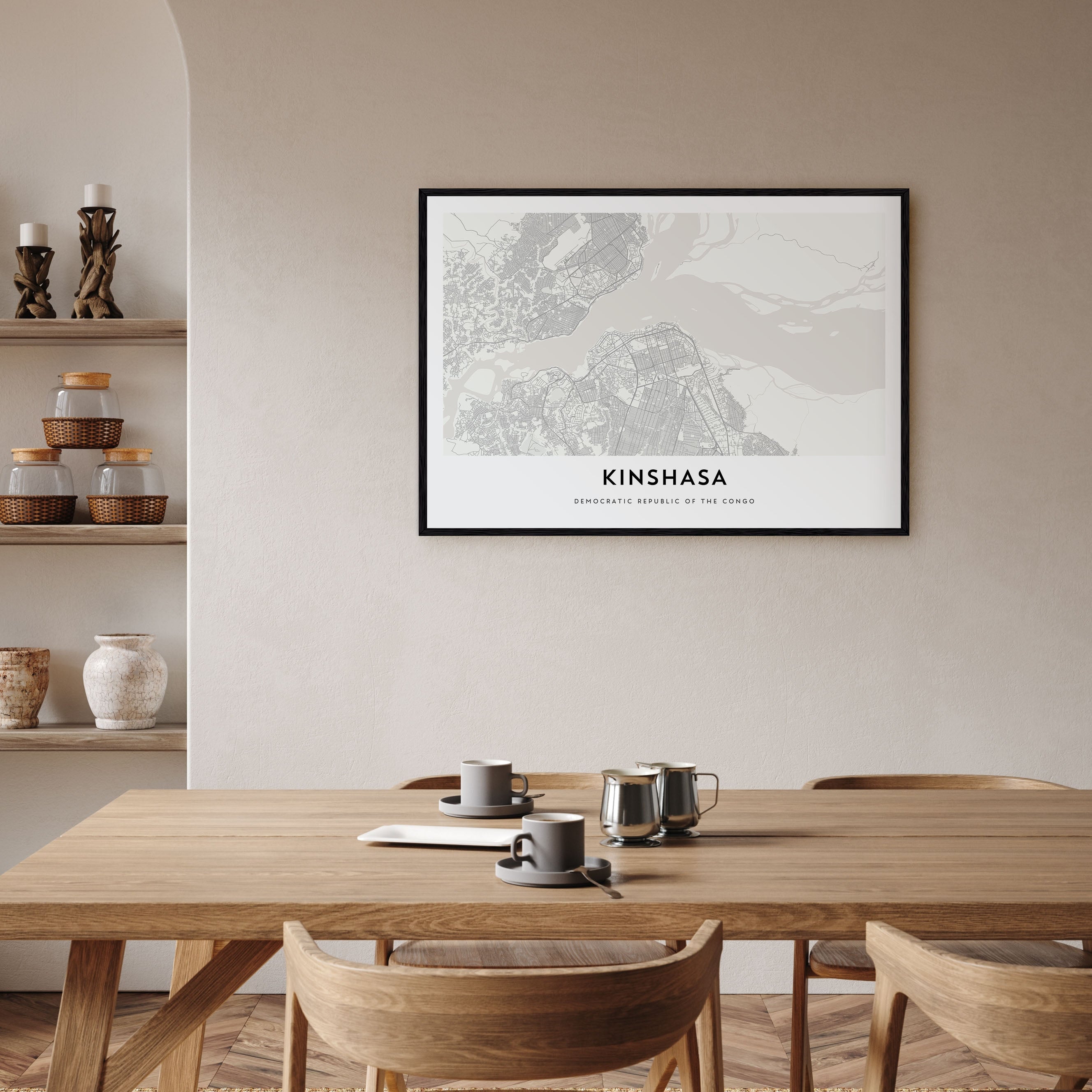 Kinshasa Map Landscape Poster