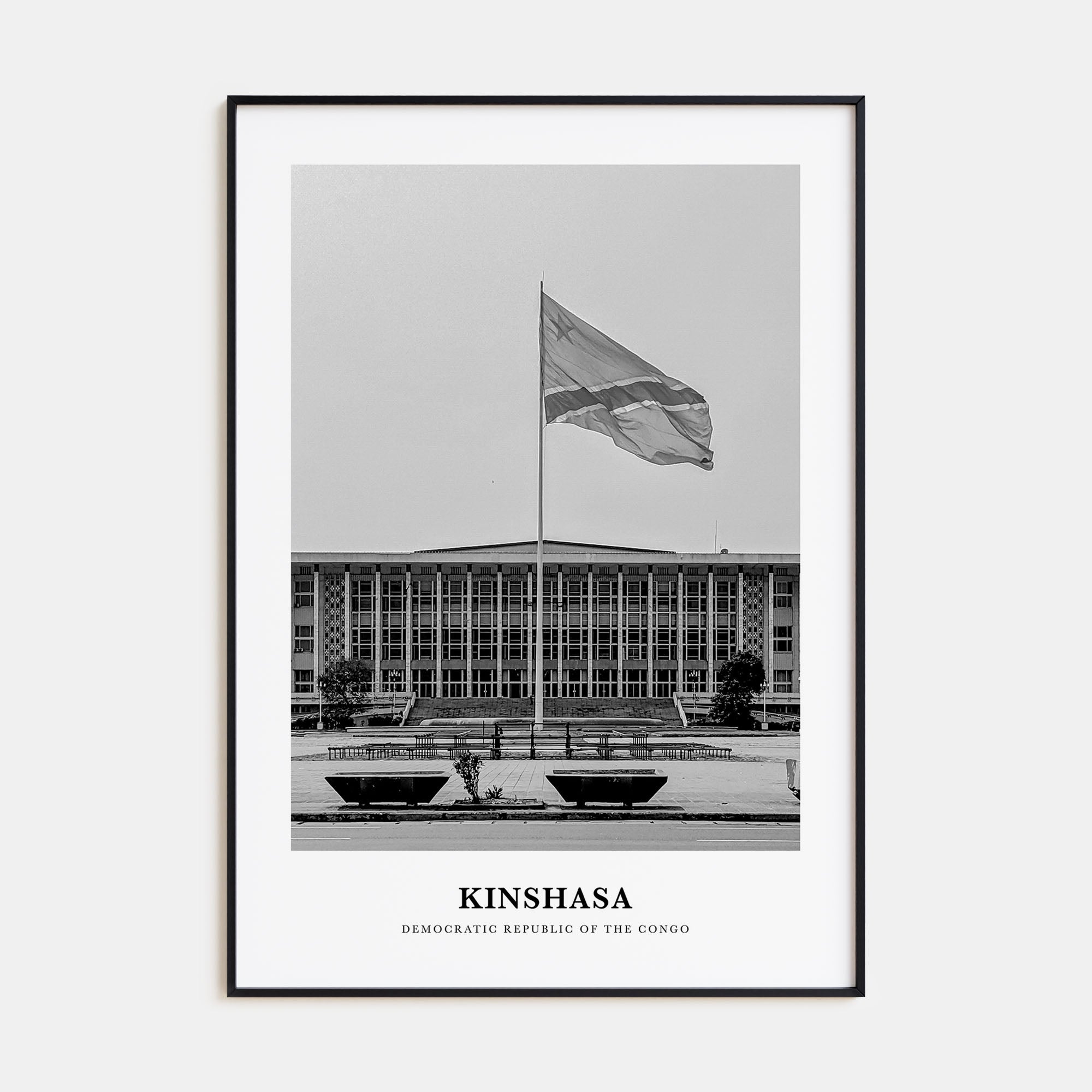 Kinshasa Portrait B&W Poster