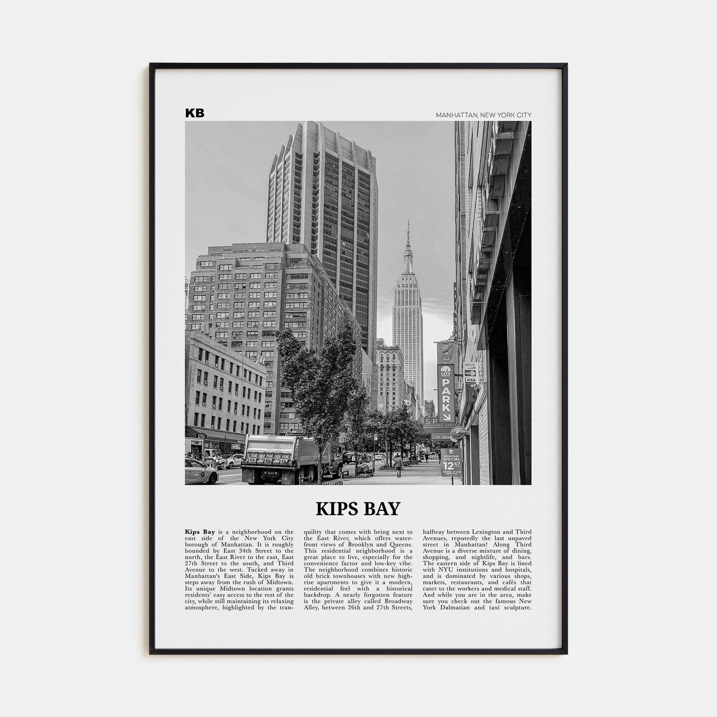 Kips Bay Travel B&W Poster