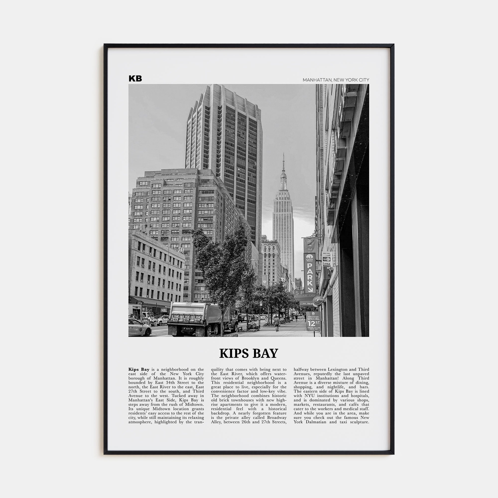 Kips Bay Travel B&W Poster