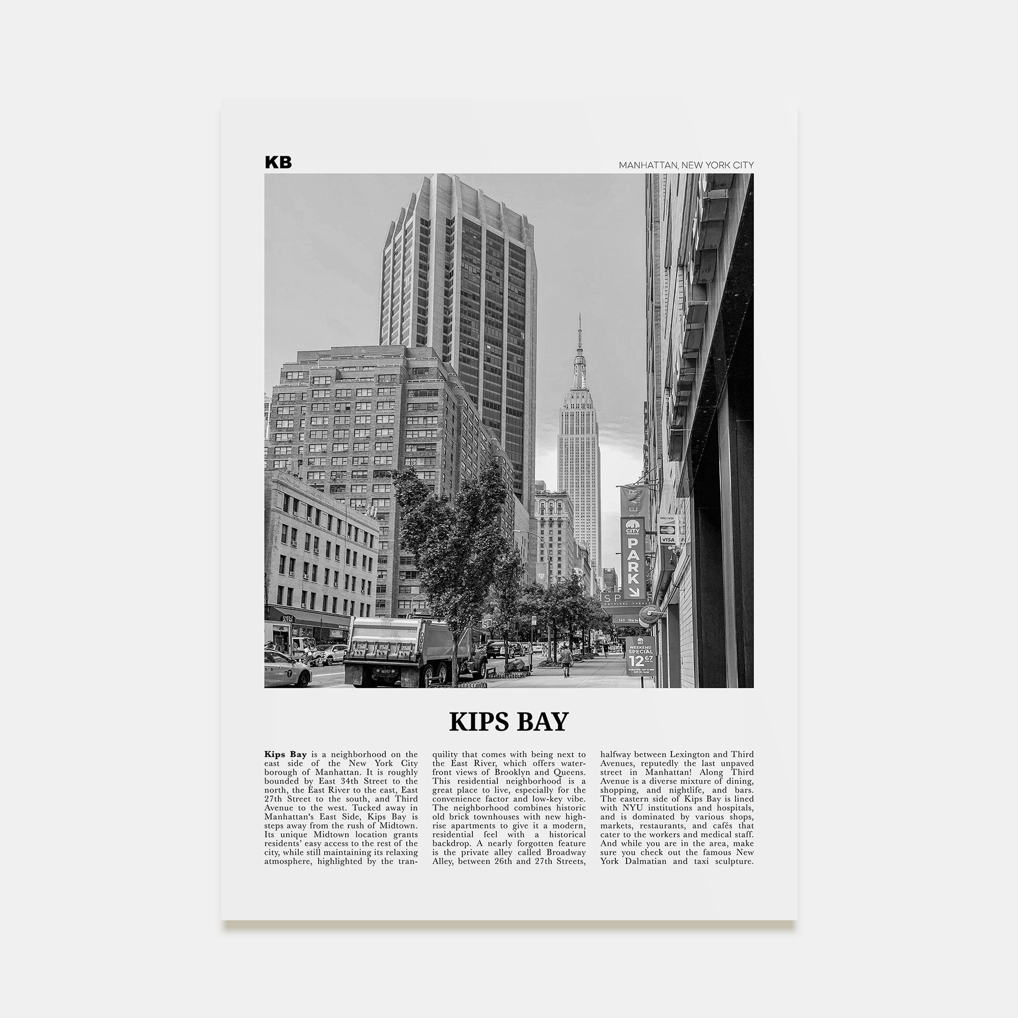 Kips Bay Travel B&W Poster