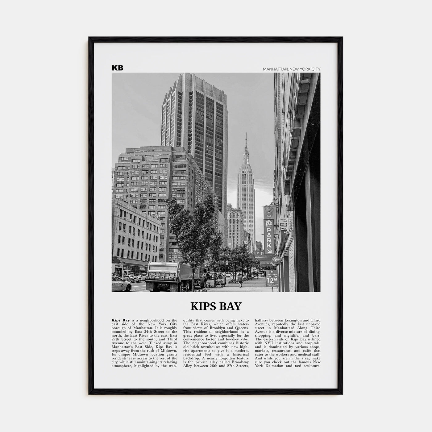 Kips Bay Travel B&W Poster