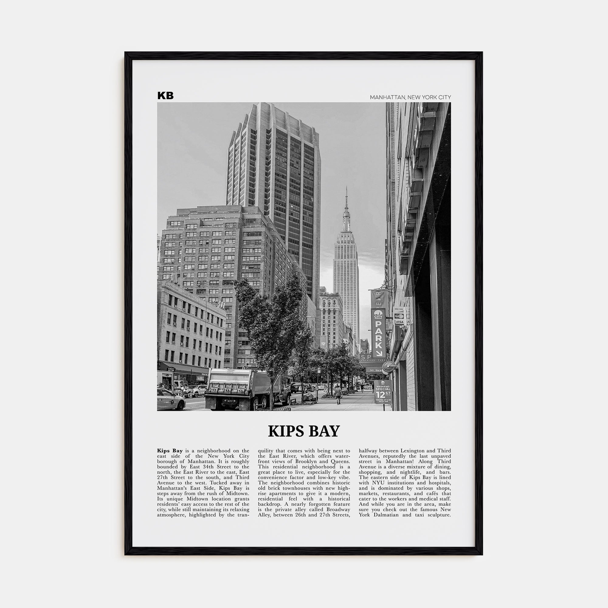 Kips Bay Travel B&W Poster