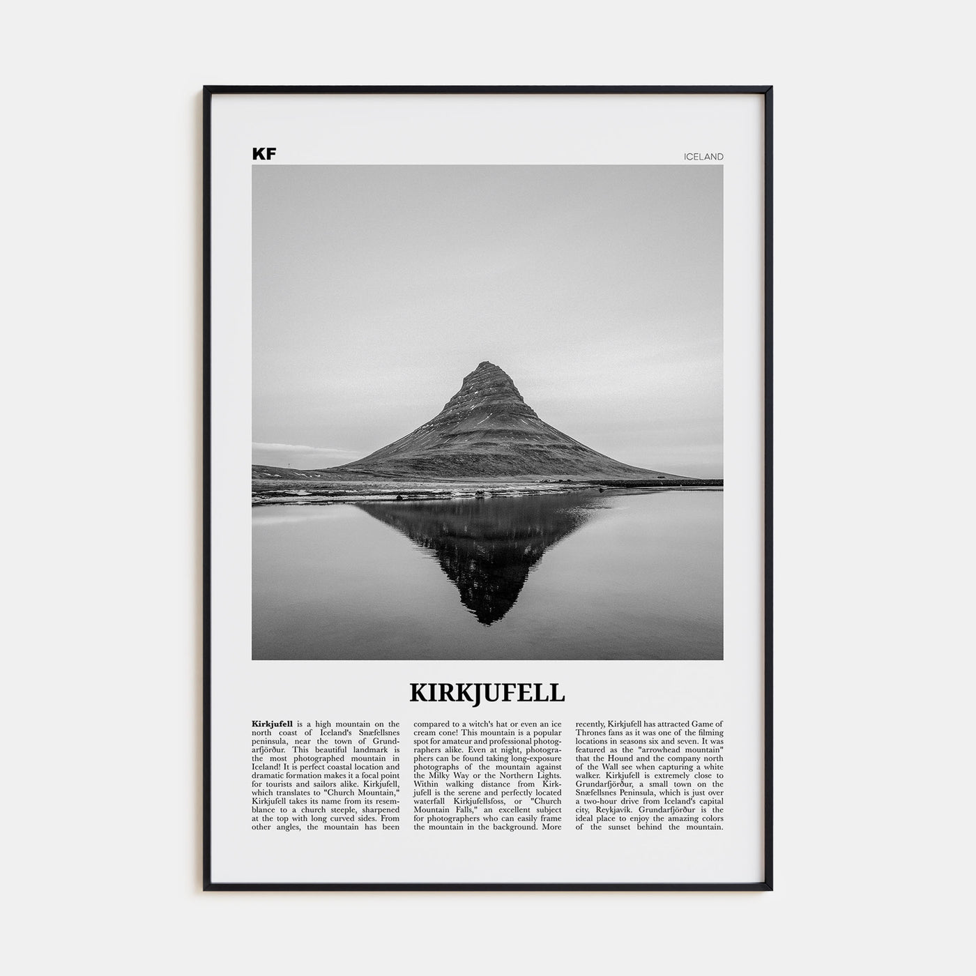Kirkjufell Travel B&W Poster