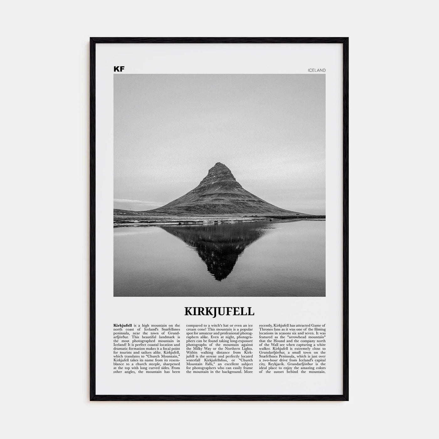 Kirkjufell Travel B&W Poster