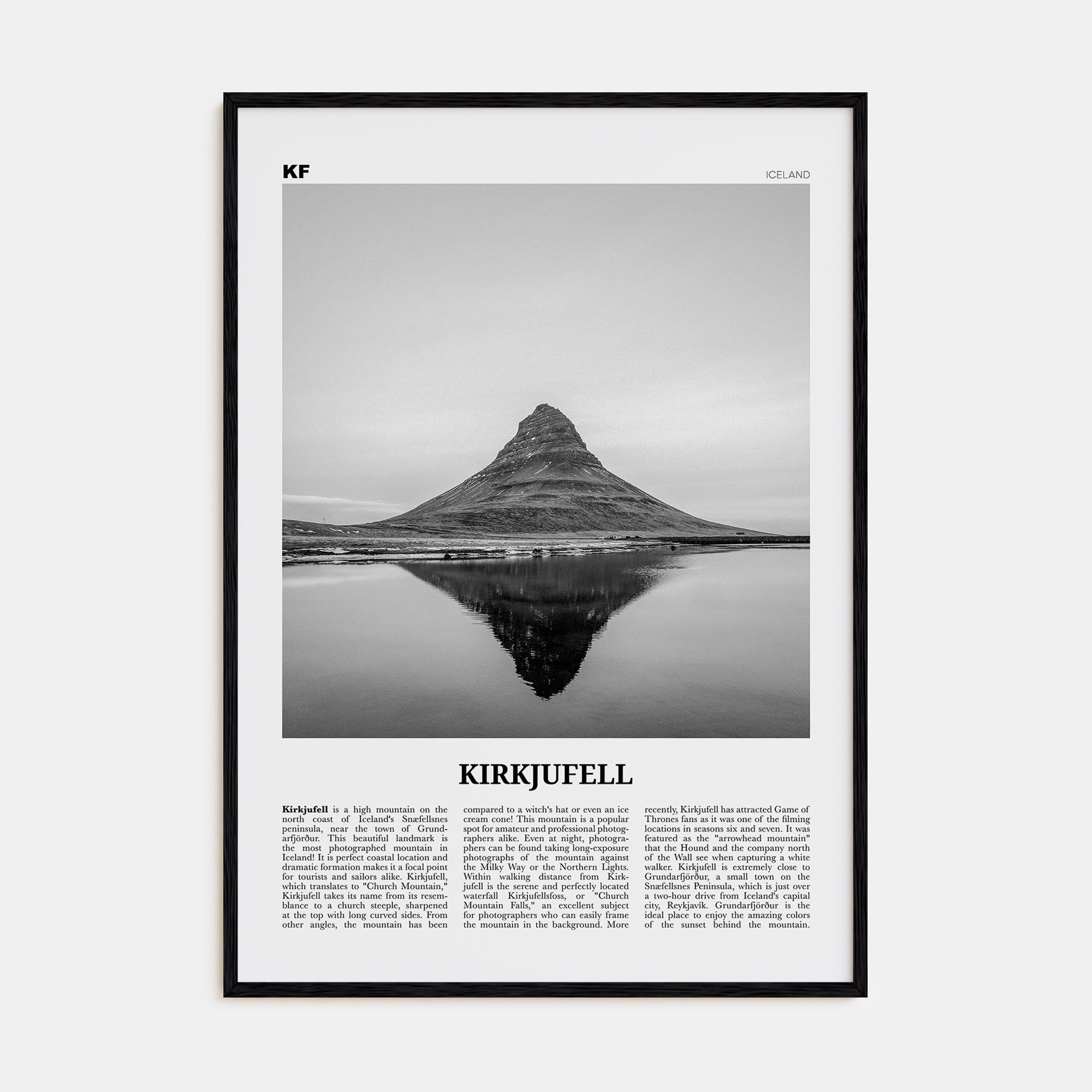 Kirkjufell Travel B&W Poster