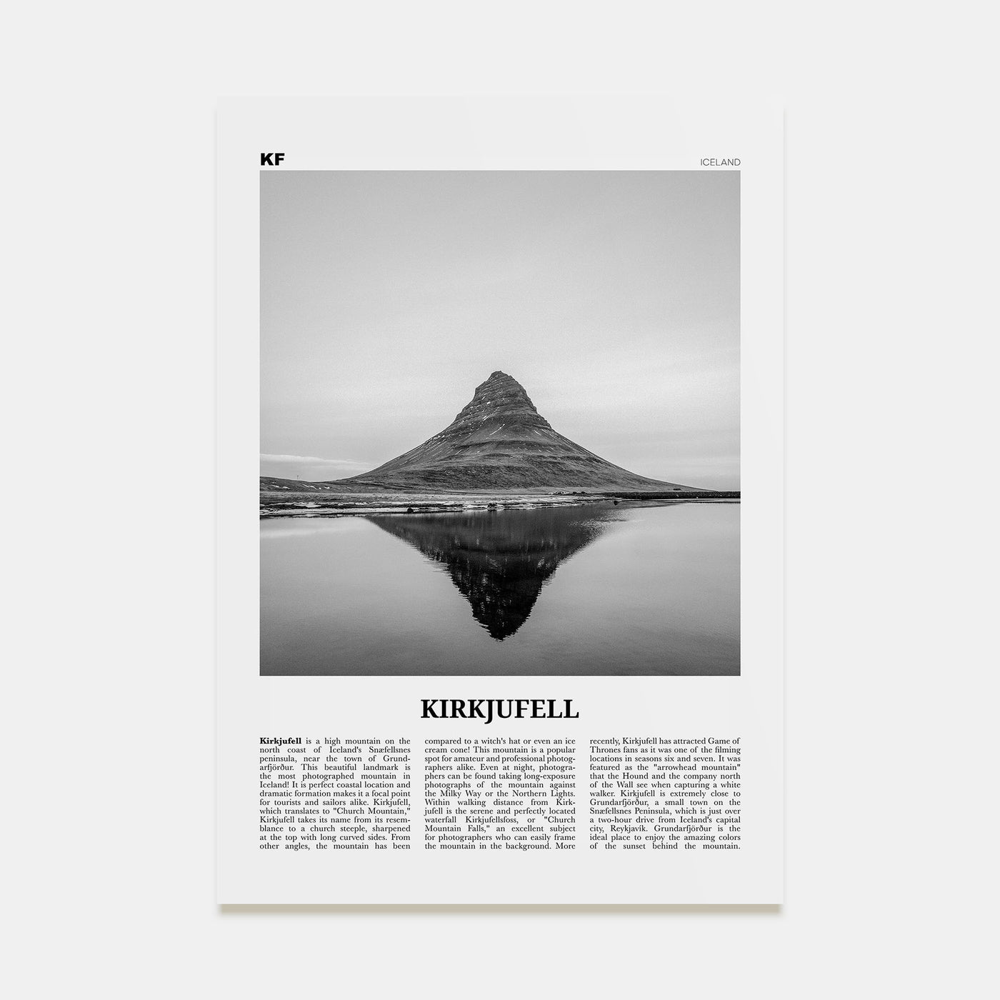 Kirkjufell Travel B&W Poster