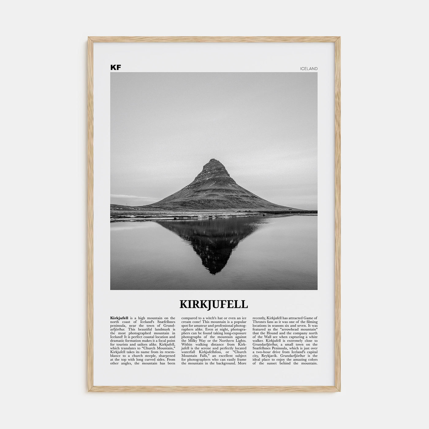 Kirkjufell Travel B&W Poster