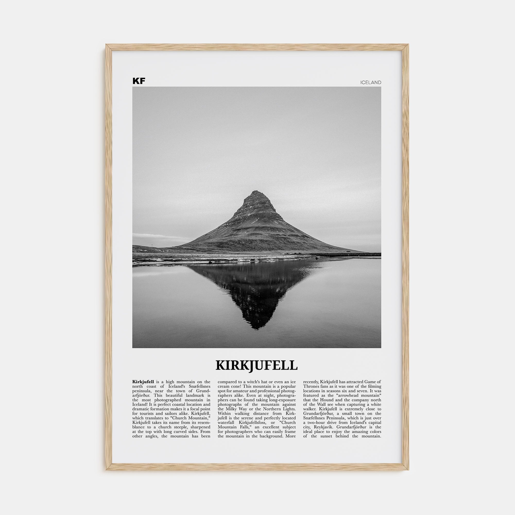 Kirkjufell Travel B&W Poster