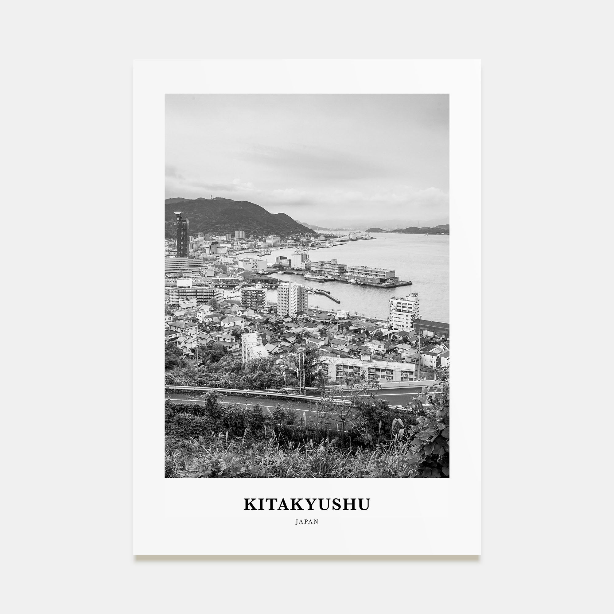 Kitakyushu Portrait B&W Poster