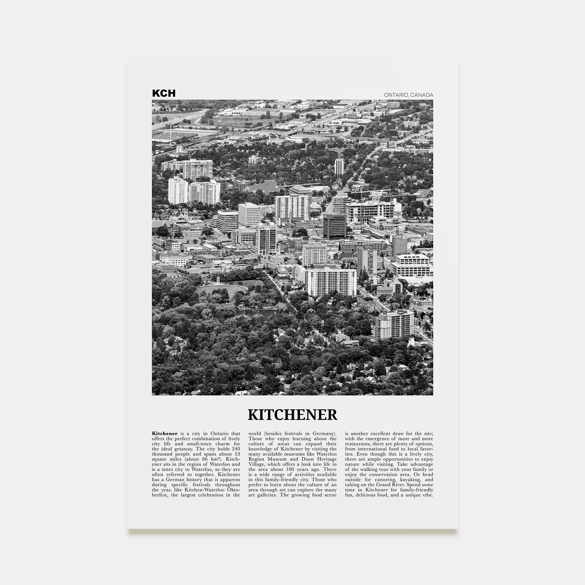 Kitchener Travel B&W Poster